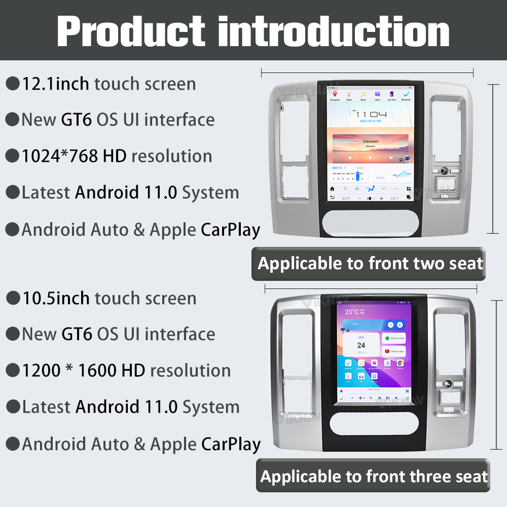 Android 11 Head Unit For Dodge Ram 2008 - 2011 12.1inch Screen