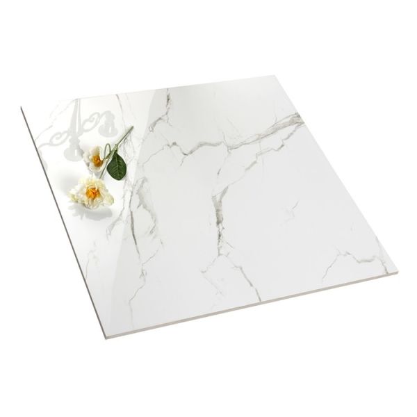 White Glazed Polished Marble Porcelain Tiles for Floor / Wall