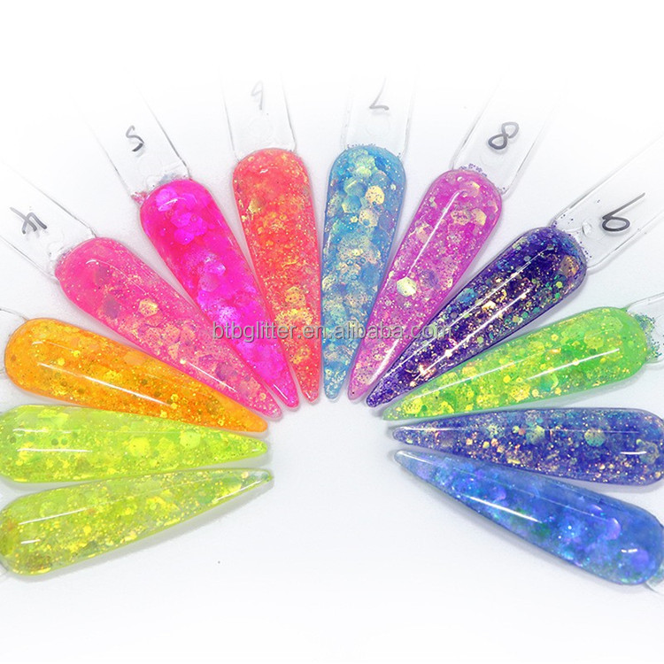 OEM/ODM Yes 30G Glitter with Acrylic Powder Mixed 30G Bottle Packing for Beauty Nail Art Flowers Nail Flakes