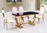 Simple Leisure 150cm Stainless Steel Marble Dining Table