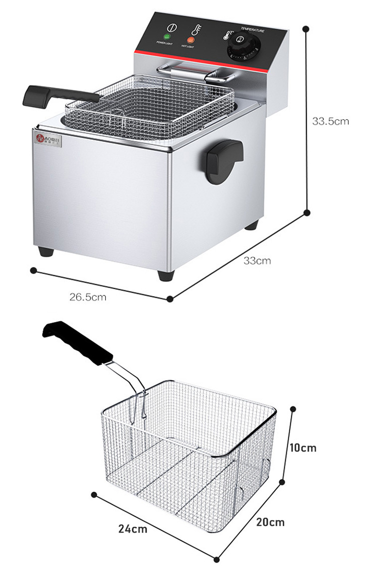 Commercial Electric Deep Fryer 3000W 1 Tank 1 Basket Perfect for Restaurants