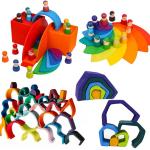 Montessori Wave Forest Stacker Tower Rainbow Toy Stacker