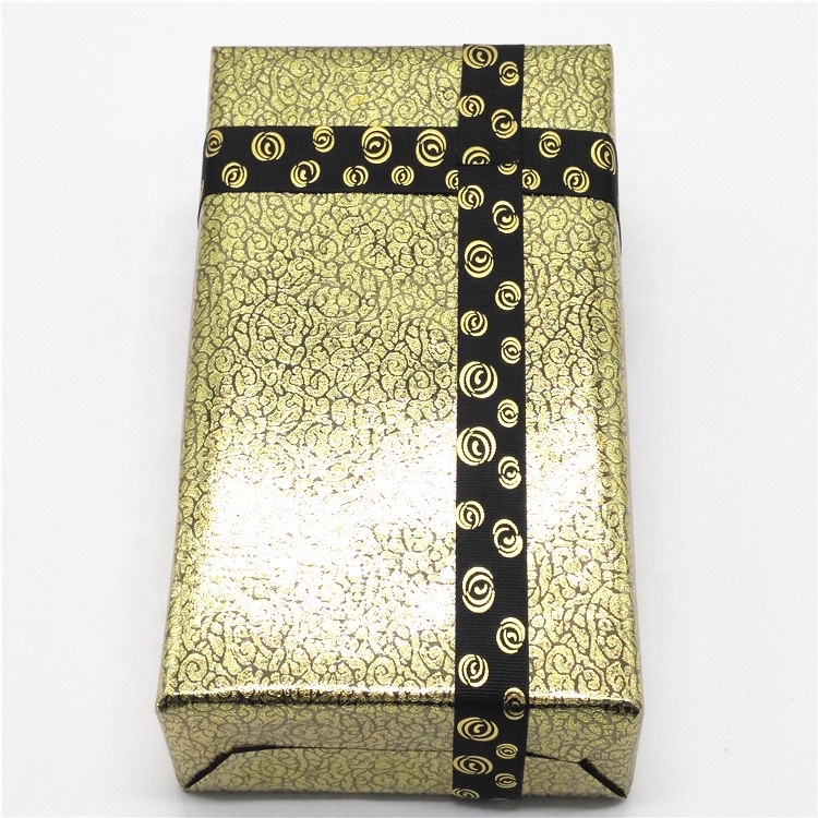 Golden Printing Decorative Ribbon Bow Black Color With Adhesive Tape