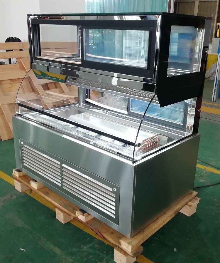 Stainless Steel Bakery Glass Showcase , Display Refrigerated Cabinet For Supermarkets