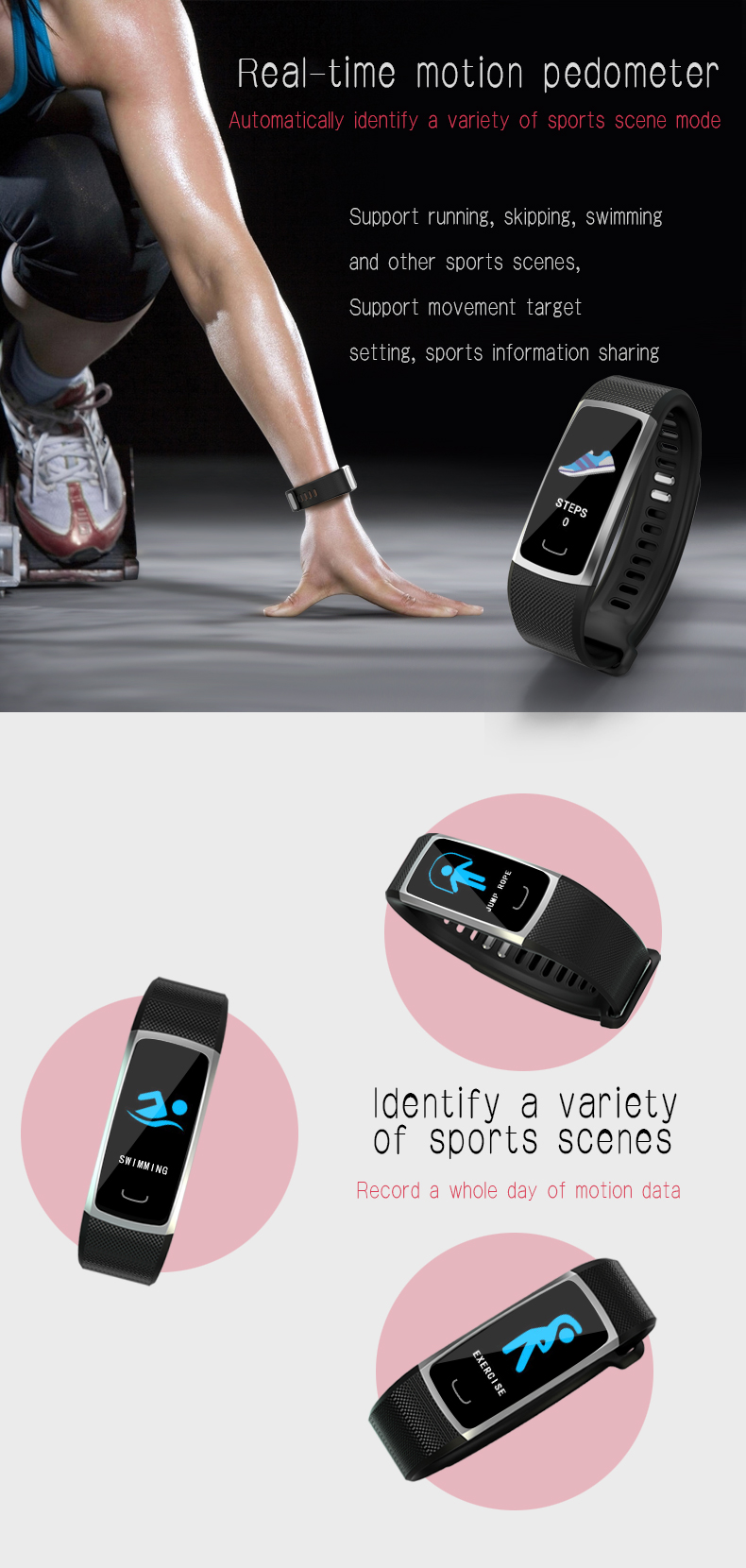 Colorful Kids Smart Gps Wristwatch , 0.96 Inch Led Fitness Tracker Watch