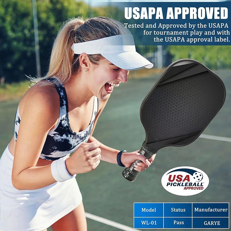 Rectangular Shape Pickle Ball Rackets , Womens Pickleball Paddles 16mm
