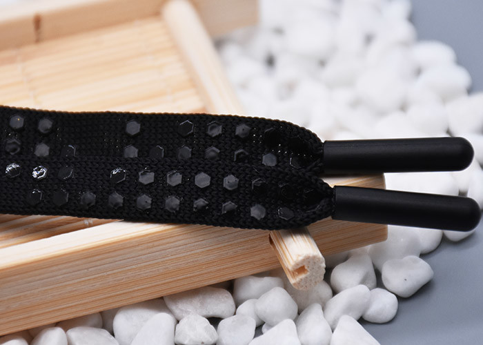 Flat Custom Polyester Drawstring Cord Printed Silicone Dots For Garments