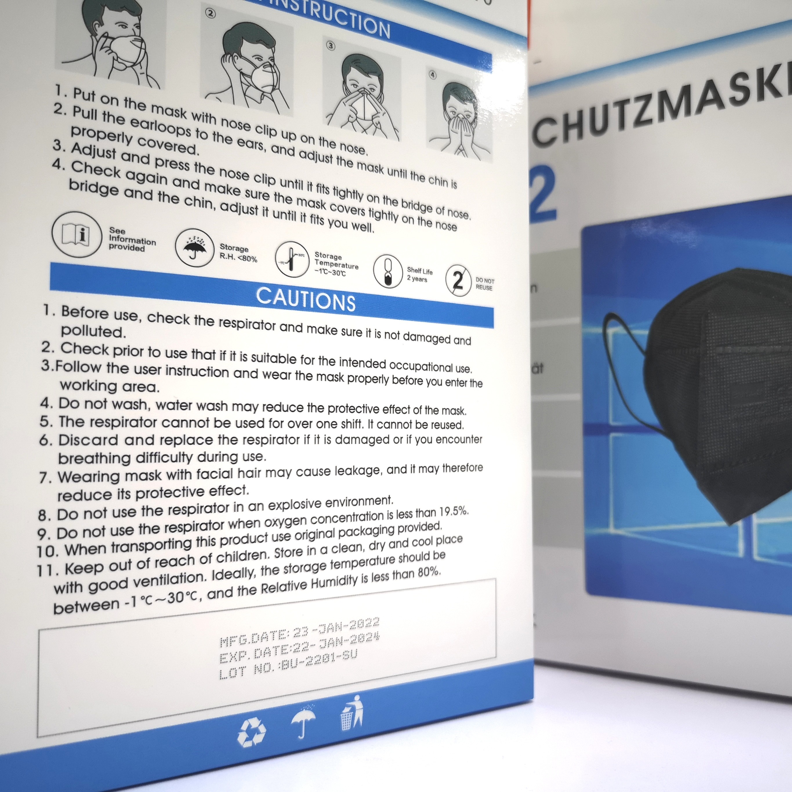 Folding Type FFP2 Disposable Mask Particulate Respirator, FFP2 Protection Level Face Mask CE 0370