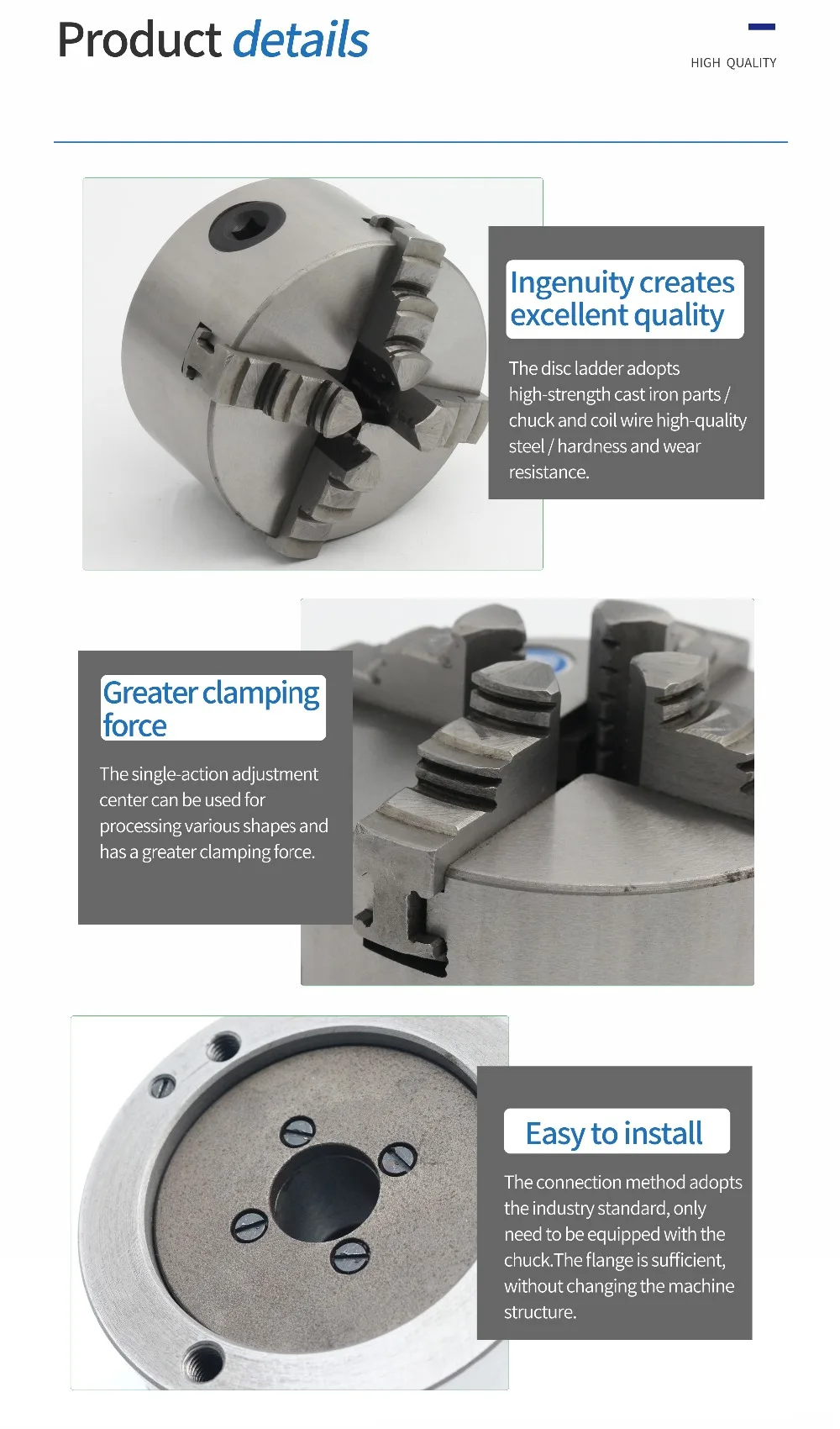 4 Jaws K12-100mm Manual Self Centering Chuck CNC Lathe Chuck RATTM MOTOR