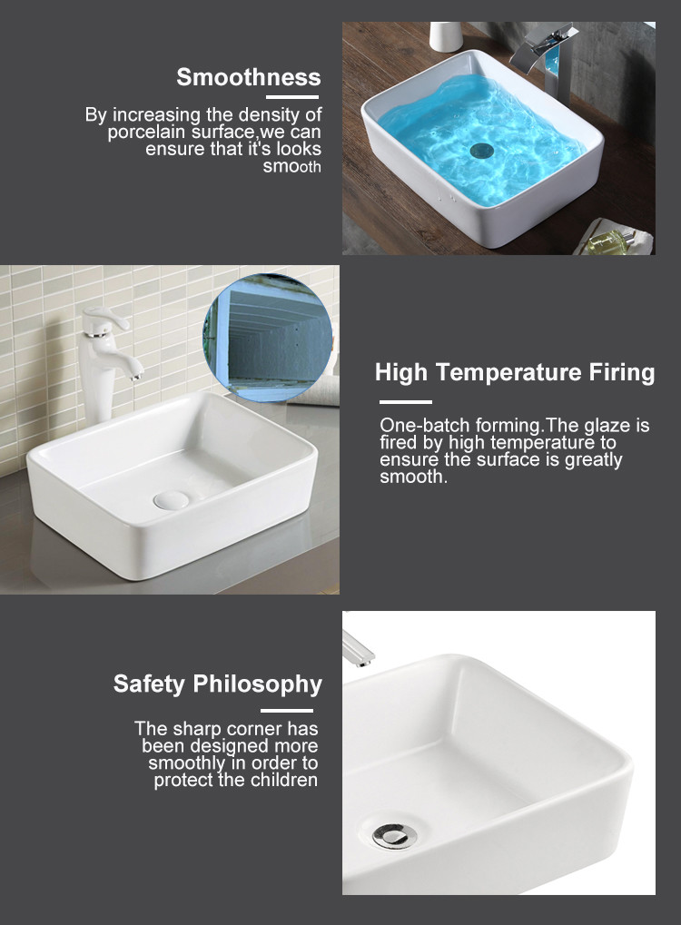 Decorated Rectangular Vessel Sink And Washbasins European Ceramic Basin