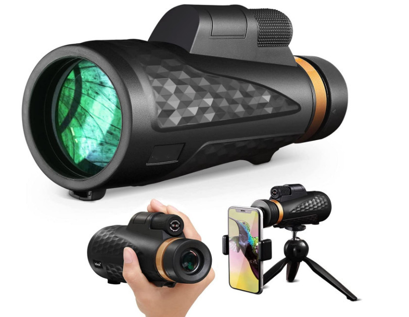 Monocular Telescope 12X50 Waterproof Telescope, High Definition Prism, Adults Compact Monocular with Phone Holder a
