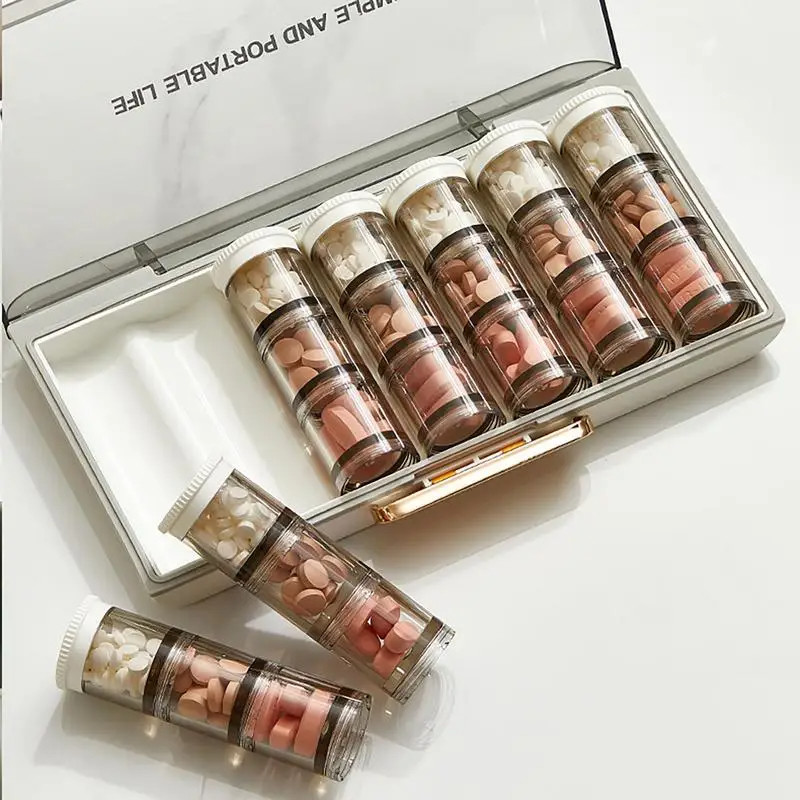 Weekly Pill Organizer 3 Times A Day 7 Day Pill Box With Separate Compartment Internal Box Threaded Knob Structure Large Medicine Organizer Box