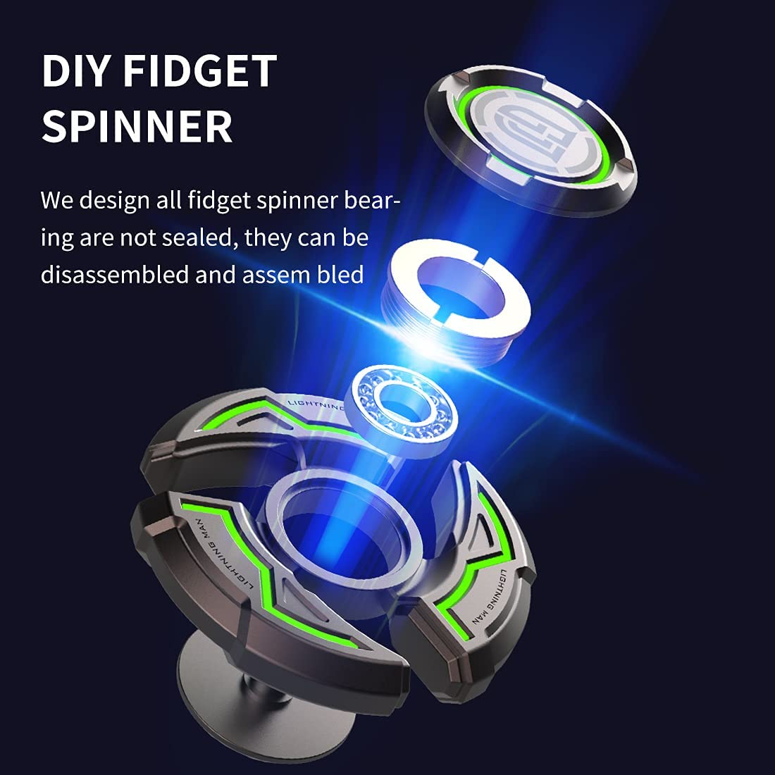 Toys Fingertips Hand Spinner Luminous Fidget Spinners for ADHD Relief in Adults and Kids