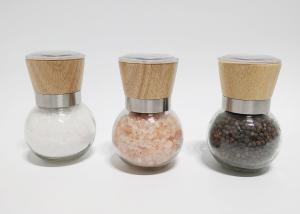 China Premium Customized Wooden lid Adjustable Salt&amp; Pepper Grinder, Pepper Mill and Salt Mil, Glass Body wholesale