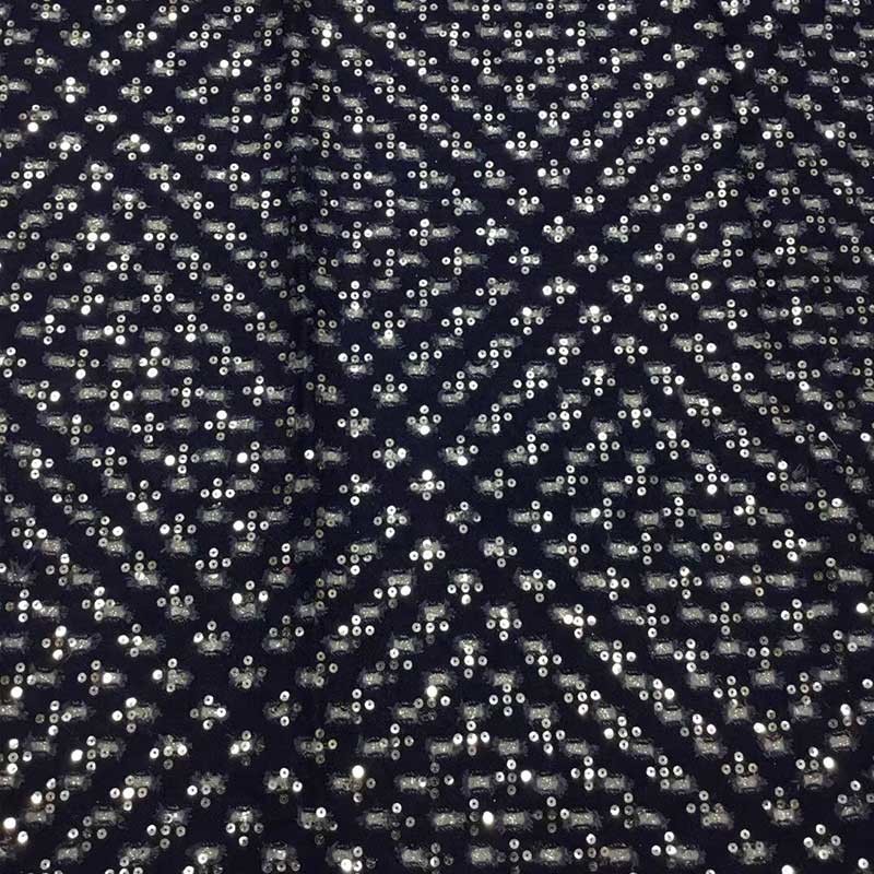 Hollow Stretch Embroidered Sequin Jean Denim Fabric Polyester Cotton