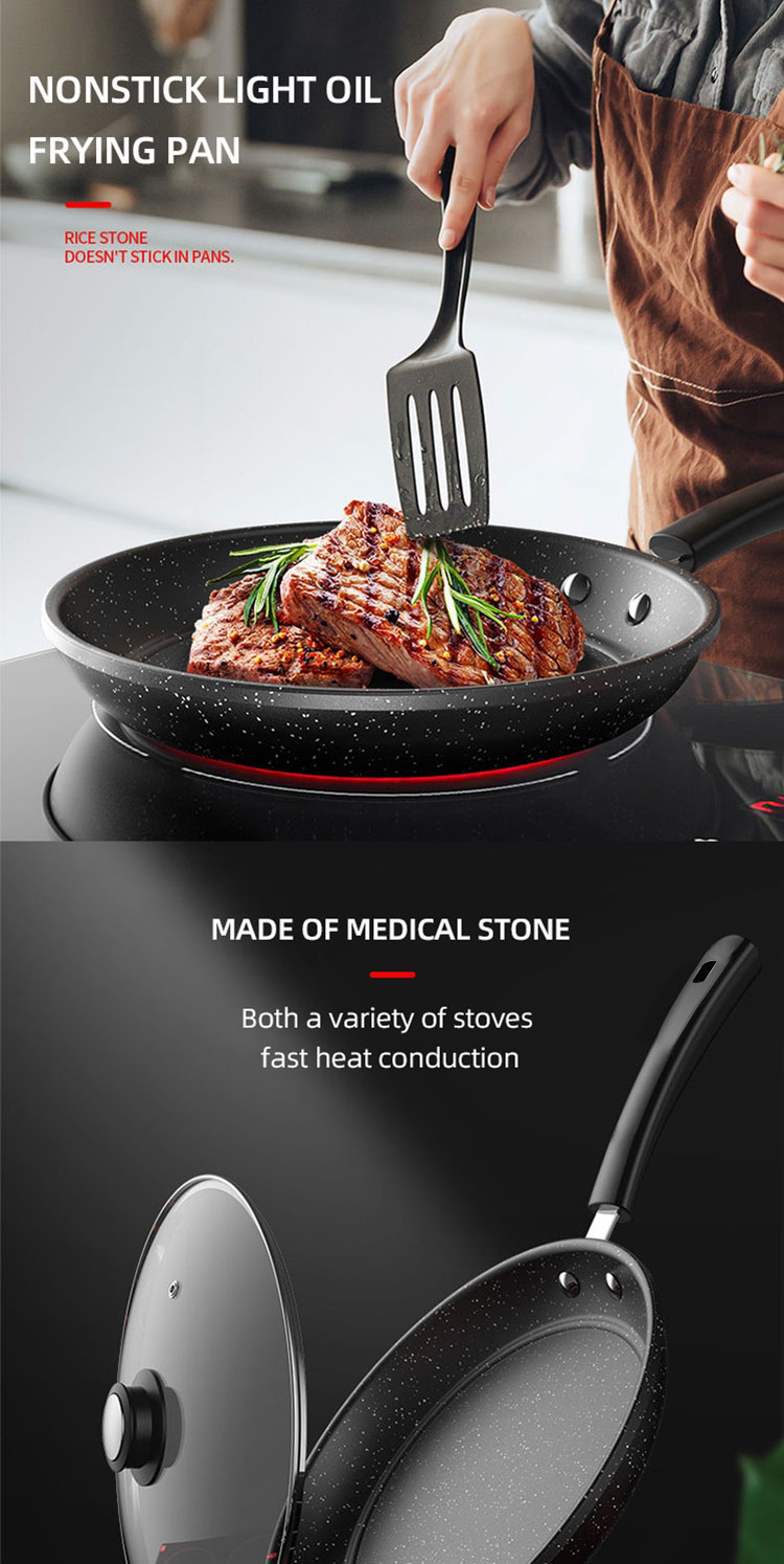 Wholesale Top Seller Kitchen Frypan Non Stick Cooking Pan Medical Stone Non-Stick Frying Pan With Bakelite Handle