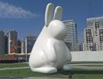 Creative Cute Metal Rabbit Sculpture White Stainless Steel Baking Varnish