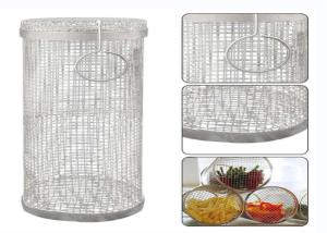 China Bbq Round 304 Stainless Steel Barbecue Mesh Tube Rolling Grilling Basket wholesale