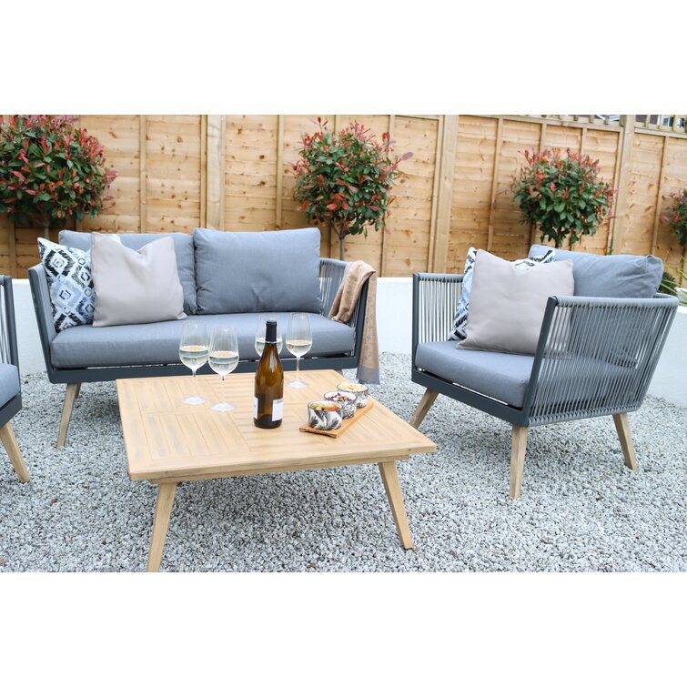 Modern Outdoor Furniture Set with Aluminum Frame and Wood Grain Finish