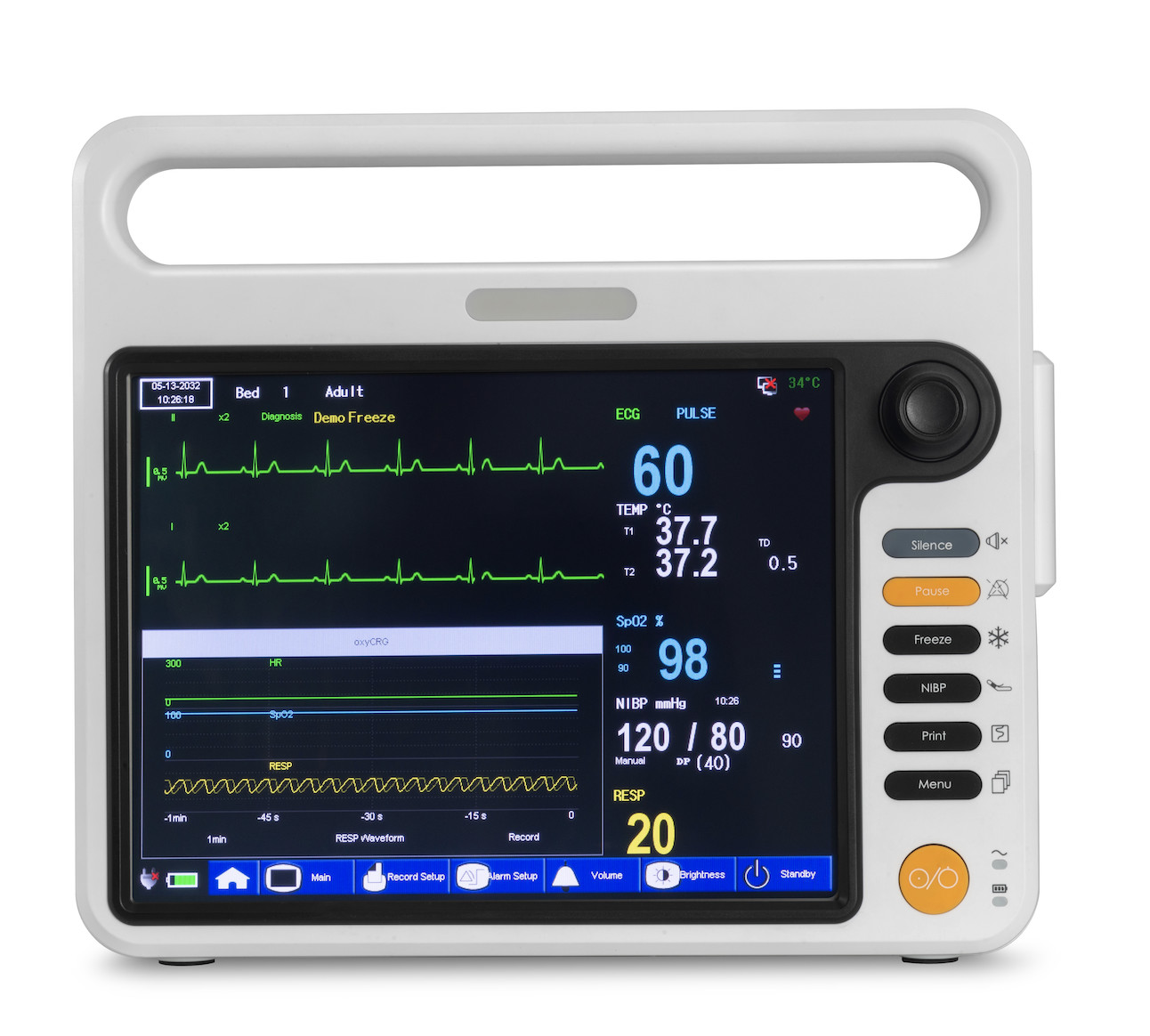 Cardiac Portable Multi Parameter Patient Monitor With ECG SPO2 NIBP Temp Standard