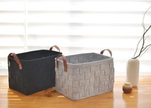 China Rectangular 3mm 5mm Felt Storage Bin With PU Handles wholesale