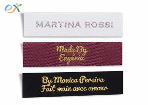 China Multicolor Logo Garment Woven Tag , Polyester Custom Clothing Tags wholesale