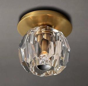 China Lacquered Burnished Brushed Brass And Glass Flush Mount Ceiling Light 110-120V wholesale