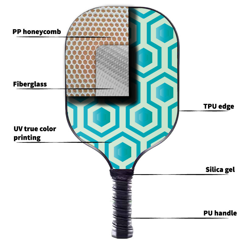 High Rebound Glass Fiber Raw Carbon Pickleball Paddle With / UV True Color Printing