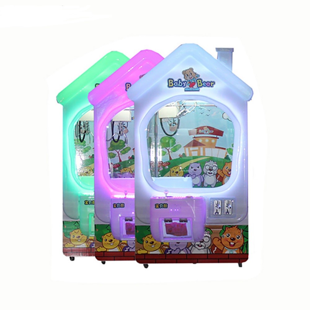Metal + Plastic Toy Crane Machine / Coin Operated Big Baby Bear Claw Doll Machine