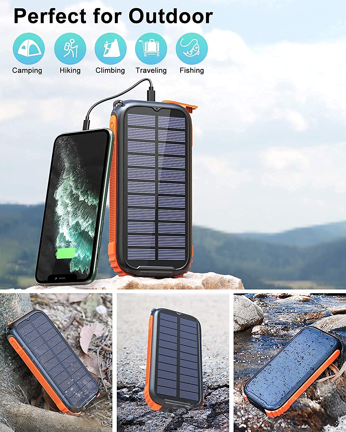 Real Portable Hand Crank Solar Power Bank Station 26800mAh NCM