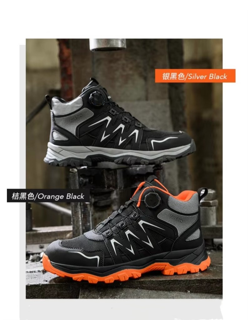 Orange Microfiber Men's Safety Boots Steel Toe Kevlar Midsole Anti-smashing Work Boots