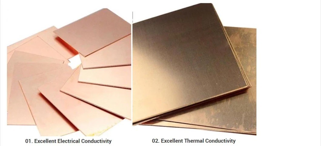 Thin C122 Copper Sheet Plate ASTM C10100 C11000 C12200 C24000 C27000 0.4 Mm 0.5 Mm