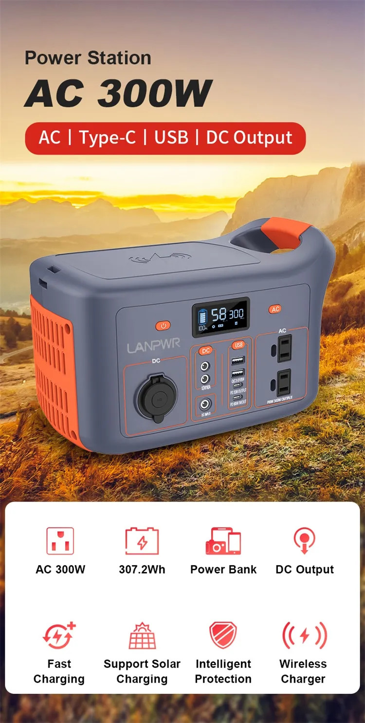 307WH 350W AC DC Portable Power Station 4.5kg For Outdoor Camping