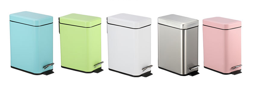 Small foot pedal Indoor Trash Can 5 Liter 1.3 Gallon Rectangular Step Garbage Can