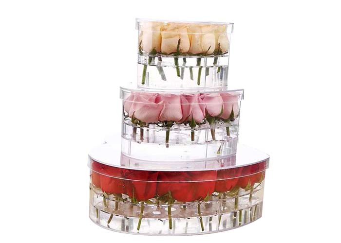 Gifts Packing Square Acrylic Box , Luxury Love Heart Shape Acrylic Box For Roses