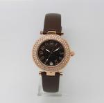 Ladies Dual Time Genuine Leather Quartz Watch Custom Logo 36.0mm