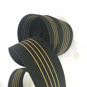 China Yellow Lines Upholstery Seat Webbing , 90g/M Elastic Furniture Straps wholesale