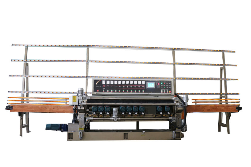 PLC 10 Motors Straight Line Processing Glass Polishing Beveling Machine Equipment for Sale