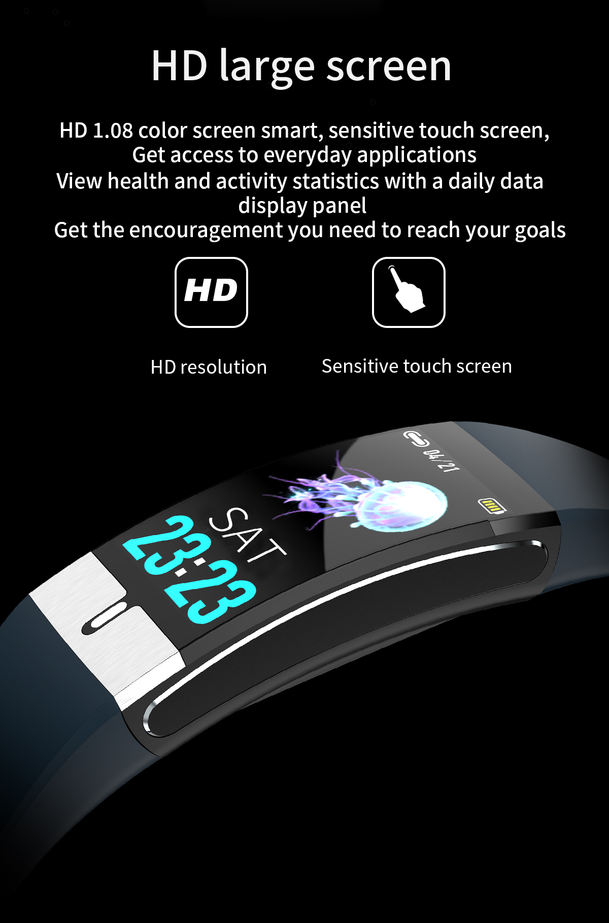 IP68 E80 Temperature Monitoring Smart Watch 24G Health Bracelet Waterproof