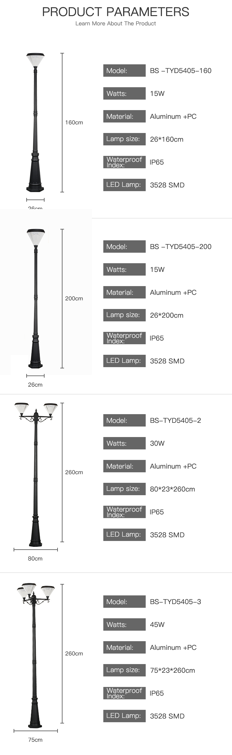 Modern Outdoor Garden Solar Light , Solar Panel Bollard Lights 3.2V 1600lm