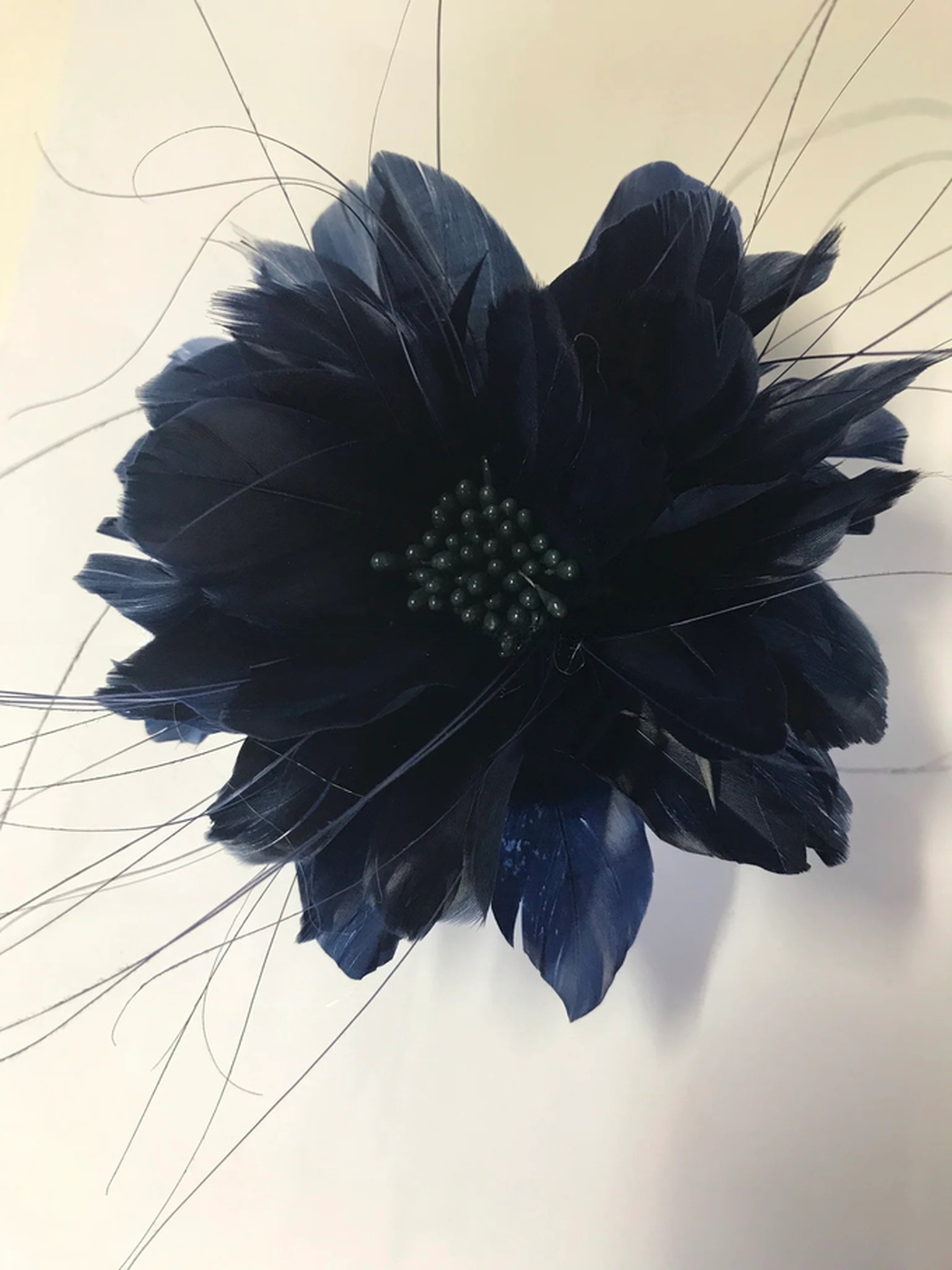 Dyed Patterned Goose Feather Flower Mount with Wire Accessory