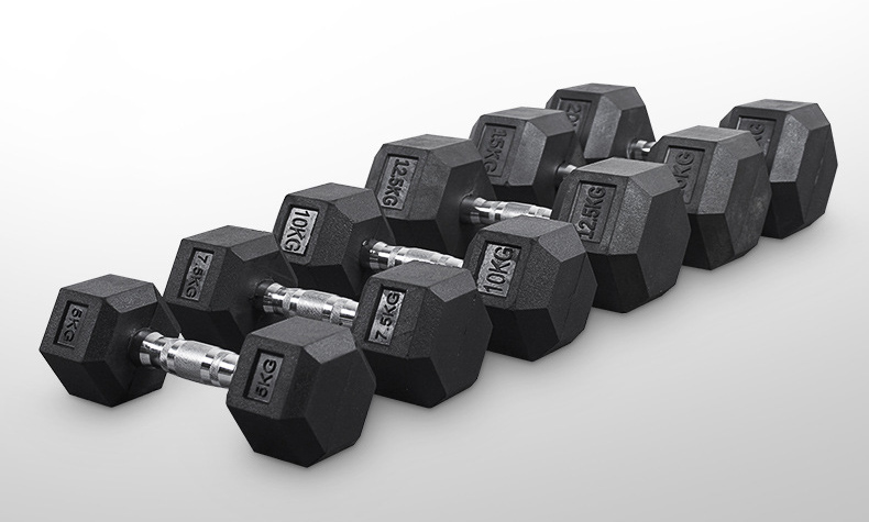 15kg Unisex Hexagon Rubber Dumbbells Non Toxic Customized