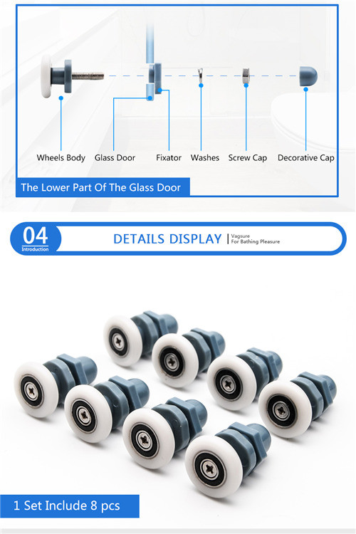 Small Single Sliding Shower Door Rollers , Height 3.7CM Shower Door Runner Wheels
