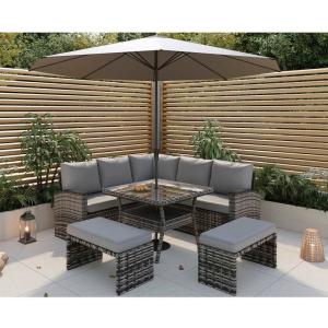 China PE Rattan All Weather Garden Furniture Set Leisure Outdoor Corner Sofa Lounge Set wholesale