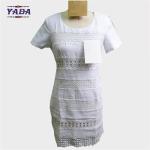 Hollow out collar white short sleeve print fashion girls one piece dress dresses