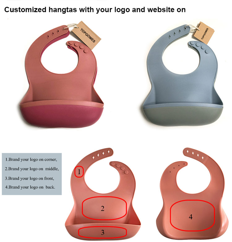Antibacterial Toddler silicone scoop bib Waterproof Feeding Bibs With Crumb Catcher