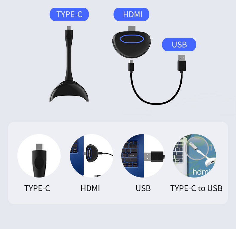 Type C BYOD Wireless Presentation 4K ，Airplay Hdmi Dongle For Huawei