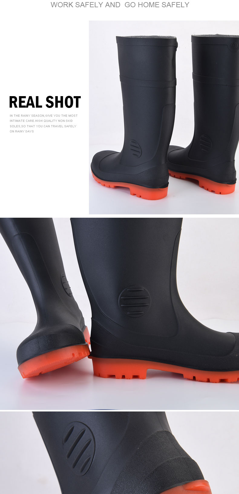 Autumn Winter Mens Steel Toe Rain Boots Waterproof Work Rain Boots Mens
