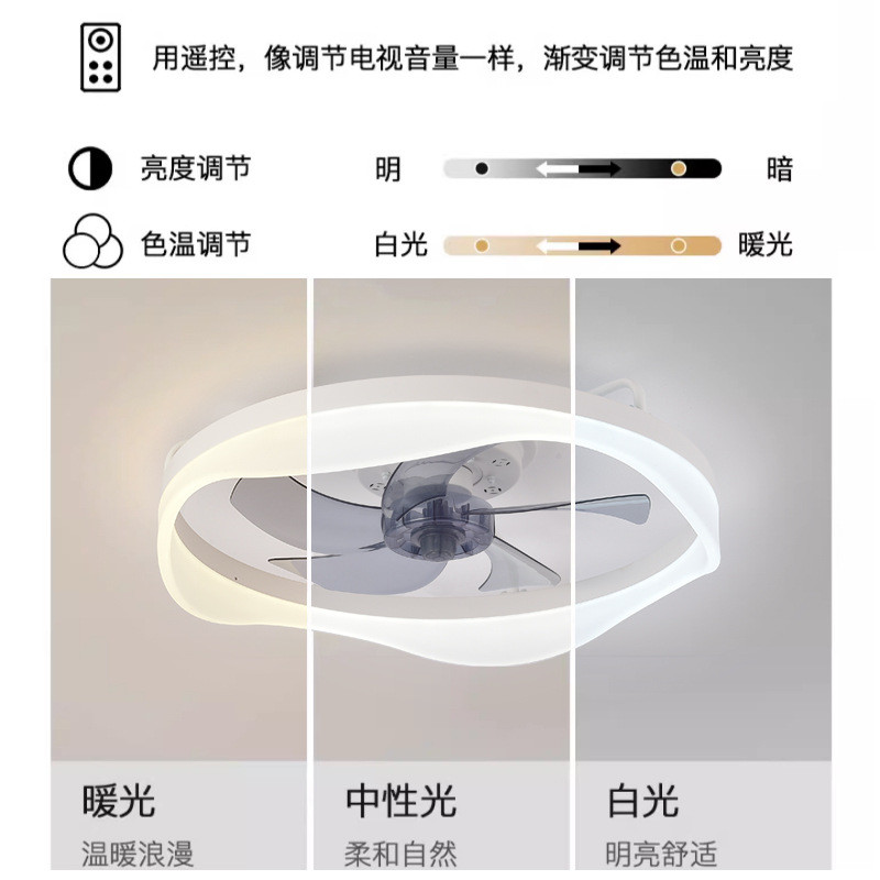 Modern LED Ceiling Fan Lamp for Bedroom with Mute Frequency Conversion 110V-220V Japanese American Regulations Iron Wood Body
