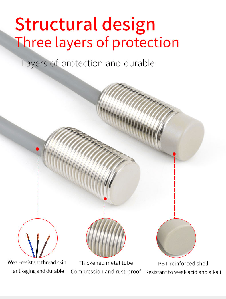 12V / 24V DC M12 Inductive Proximity Sensor IP67 High Precision Long Life